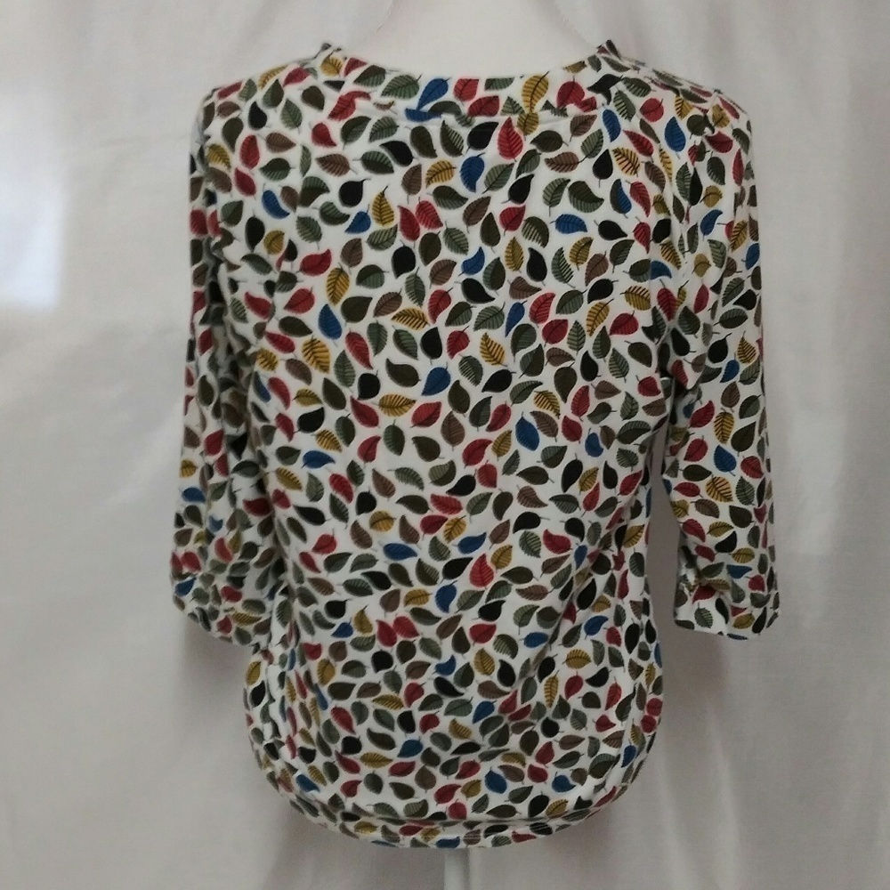 Talbots Petite Multicolor Leaf Pattern Scoop Neck… - image 4